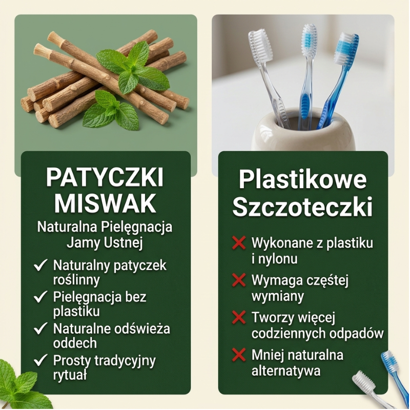 Miswak vs plastikowa szczoteczka
